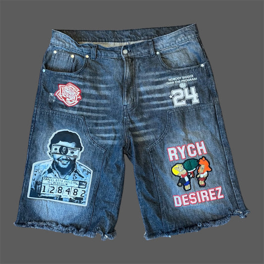 “What The Rych” Jean Shorts Black